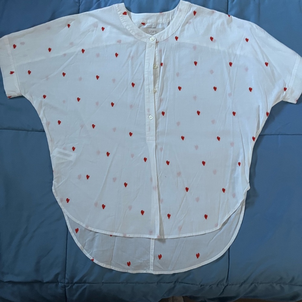 Loft White Cotton with Rooster Embroidery Detail